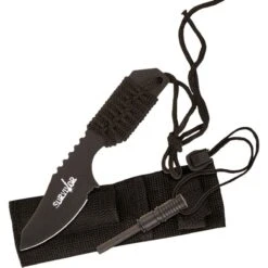 Survivor 7" Survival Knife - With Fire Striker - Black