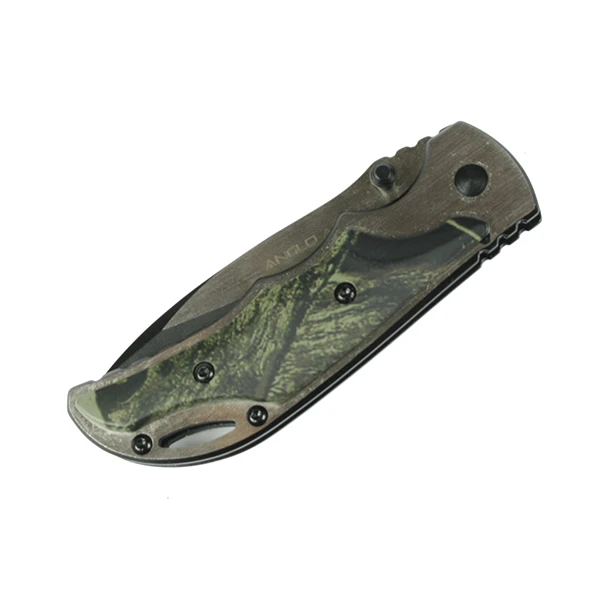 Anglo Arms Lock Knife Two Tone Camo/Brushed Steel Handle