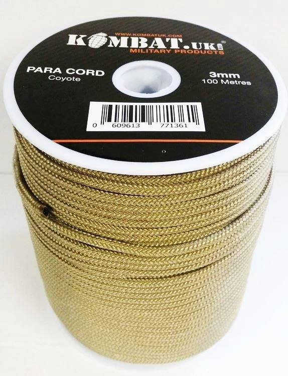 100m 3mm Paracord - Tan/Coyote 3 100m 3mm Paracord - Tan/Coyote