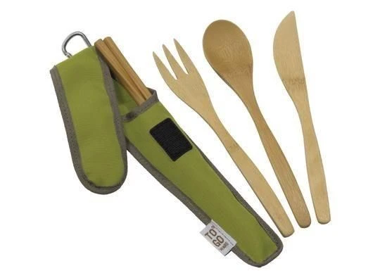 To-Go Ware - Bamboo Cutlery Set /w Chopsticks In Avocado Green Carry Case 6 To-Go Ware - Bamboo Cutlery Set /w Chopsticks In Avocado Green Carry Case - Image 4