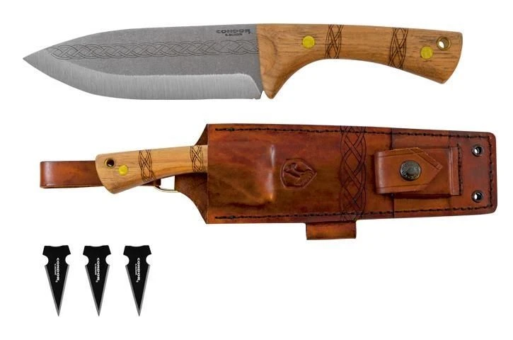 Condor Pictus Fixed Blade Knife 6.11" 1095 Carbon Steel, American Hickory Handle With Welted Leather Sheath 3 Condor Pictus Fixed Blade Knife 6.11" 1095 Carbon Steel, American Hickory Handle With Welted Leather Sheath